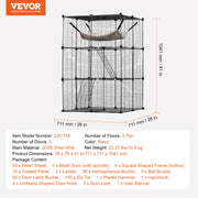 Large 3-tier Cat Cage, 28 x 28 x 41", DIY Detachable Metal Wire Durable Cat Enclosure, with Large Hammock 2 V952-PJSMBSL28W281ORKFV0