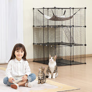 Large 3-tier Cat Cage, 28 x 28 x 41", DIY Detachable Metal Wire Durable Cat Enclosure, with Large Hammock 2 V952-PJSMBSL28W281ORKFV0