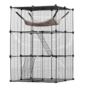 Large 3-tier Cat Cage, 28 x 28 x 41", DIY Detachable Metal Wire Durable Cat Enclosure, with Large Hammock 2 V952-PJSMBSL28W281ORKFV0