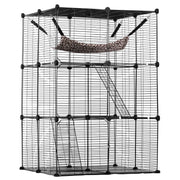 Large 3-tier Cat Cage, 28 x 28 x 41", DIY Detachable Metal Wire Durable Cat Enclosure, with Large Hammock 2 V952-PJSMBSL28W281ORKFV0