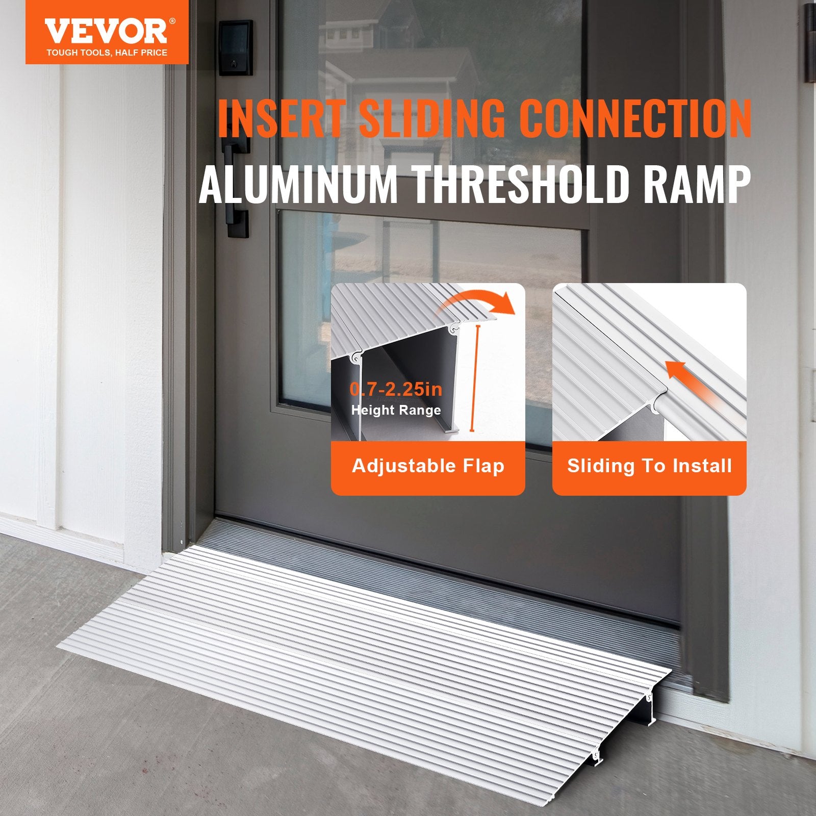 Door Threshold Ramp, 2" Rise, 800 lbs Load Capacity, Door Ramp for Wheelchairs, Aluminum Threshold Ramp for V952-PJSMJLPD2YC7DLYIMV0