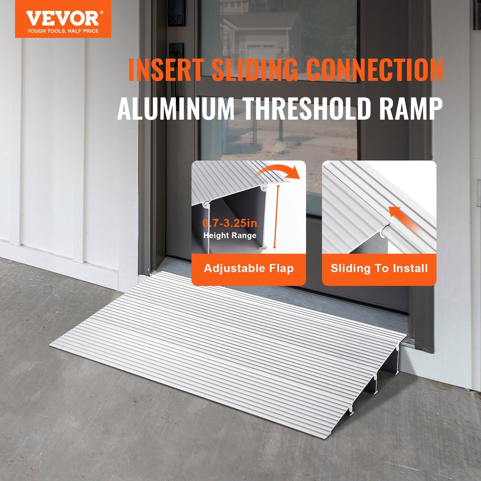Door Threshold Ramp, 3" Rise, 800 lbs Load Capacity, Door Ramp for Wheelchairs, Aluminum Threshold Ramp for V952-PJSMJLPD3YC76Z2UAV0