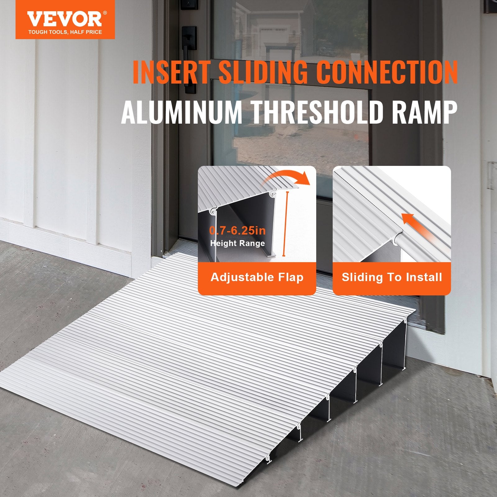 Door Threshold Ramp, 6" Rise, 800 lbs Load Capacity, Door Ramp for Wheelchairs, Aluminum Threshold Ramp for V952-PJSMJLPD6YC7BSNPTV0