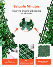 Artificial Grass Wall Panels, 12 PCS 20 x 20 inch, 3D Combination Greenery Boxwood Panel for Indoor Outdoor V952-PJSRZZWQ12PC0AI8JV0