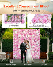 3D Flower Wall Panel, 12 PCS 15 x 15 inch, Artificial Floral Wall Background Mesh Backing Mat,Seamless V952-PJSRZZWQ12PCUTY5VV0