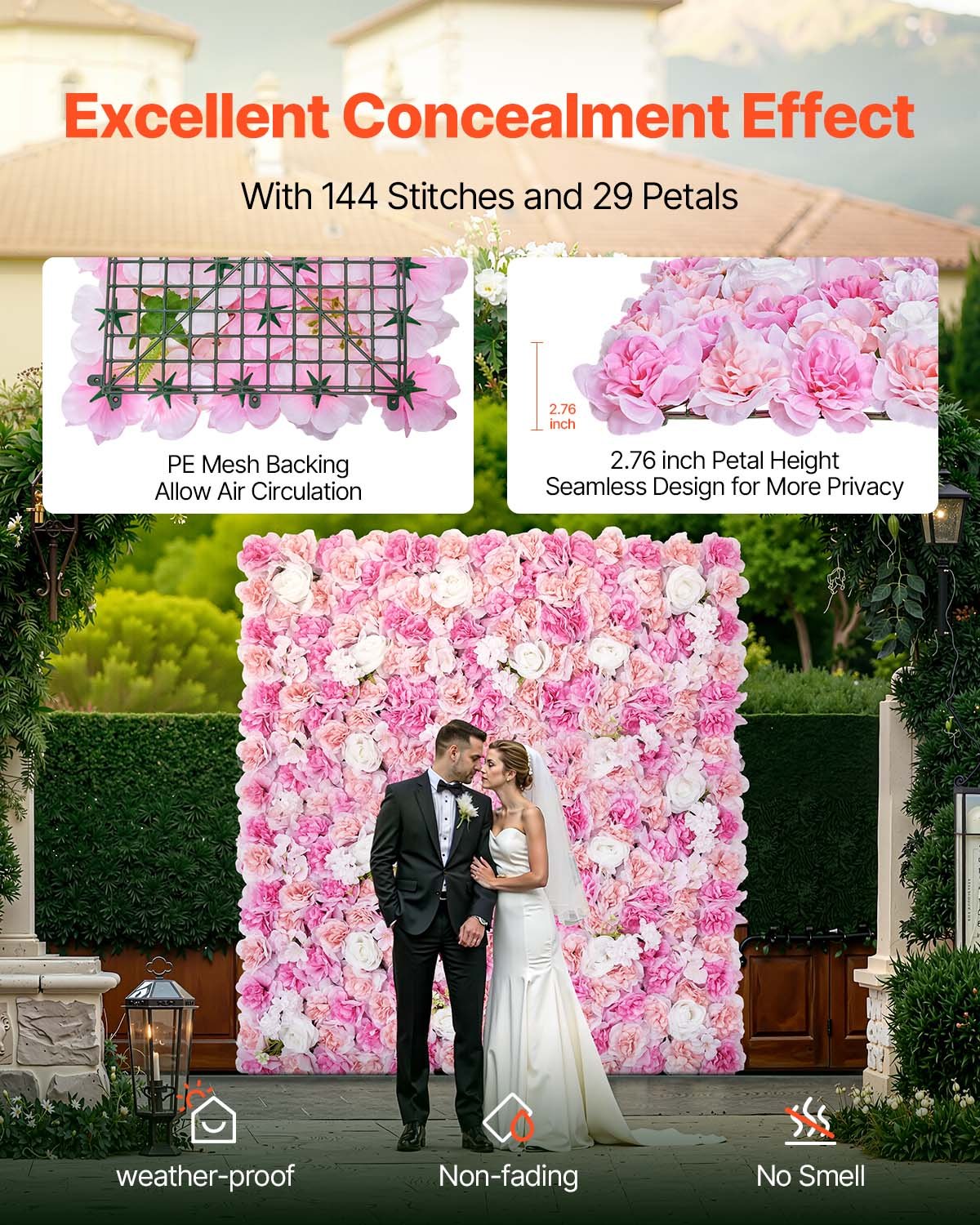 3D Flower Wall Panel, 12 PCS 15 x 15 inch, Artificial Floral Wall Background Mesh Backing Mat,Seamless V952-PJSRZZWQ12PCUTY5VV0
