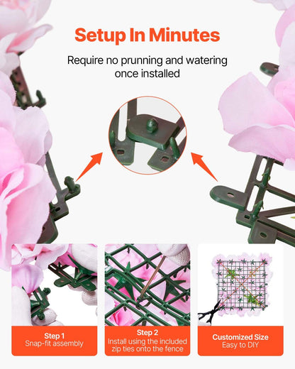 3D Flower Wall Panel, 12 PCS 15 x 15 inch, Artificial Floral Wall Background Mesh Backing Mat,Seamless V952-PJSRZZWQ12PCUTY5VV0