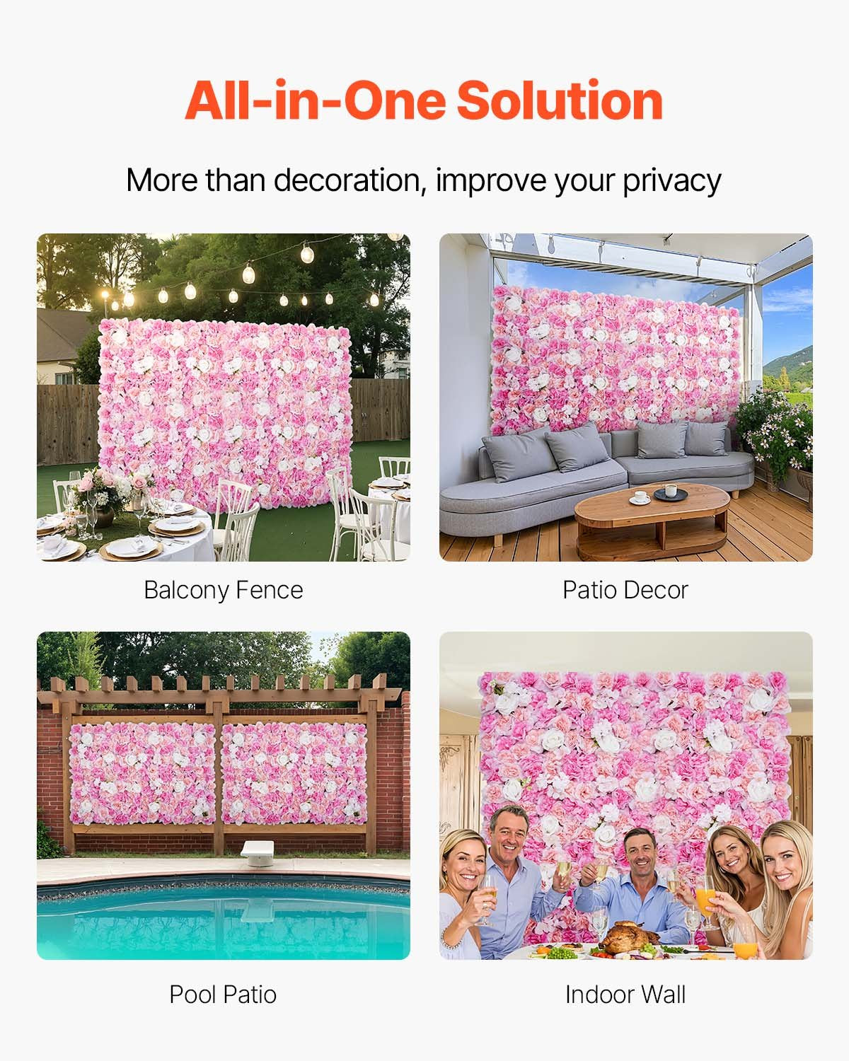 3D Flower Wall Panel, 12 PCS 15 x 15 inch, Artificial Floral Wall Background Mesh Backing Mat,Seamless V952-PJSRZZWQ12PCUTY5VV0