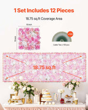 3D Flower Wall Panel, 12 PCS 15 x 15 inch, Artificial Floral Wall Background Mesh Backing Mat,Seamless V952-PJSRZZWQ12PCUTY5VV0