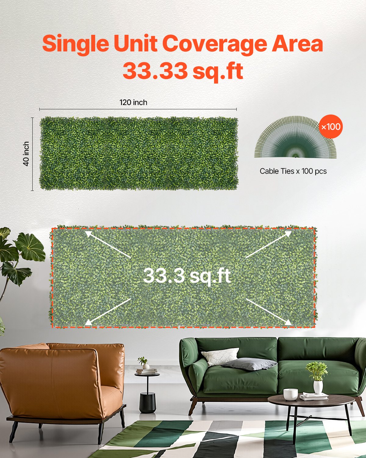 Artificial Grass Wall Panels, 40 x 120 inch, Milan Grass Greenery Boxwood Panel for Indoor Outdoor Green V952-PJSRZZWQ1PC4WGLQTV0