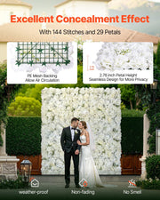 3D Flower Wall Panel, 24 PCS 15 x 15 inch, Artificial Floral Wall Background Mesh Backing Mat,Seamless V952-PJSRZZWQ24PCRIA85V0