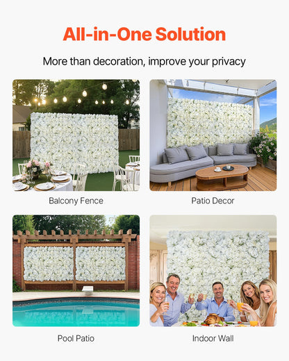 3D Flower Wall Panel, 24 PCS 15 x 15 inch, Artificial Floral Wall Background Mesh Backing Mat,Seamless V952-PJSRZZWQ24PCRIA85V0