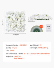 3D Flower Wall Panel, 24 PCS 15 x 15 inch, Artificial Floral Wall Background Mesh Backing Mat,Seamless V952-PJSRZZWQ24PCRIA85V0