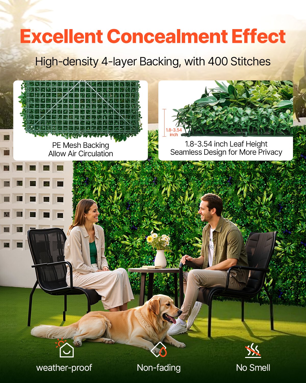 Artificial Grass Wall Panels, 8 PCS 20 x 20 inch, 3D Combination Greenery Boxwood Panel for Indoor Outdoor V952-PJSRZZWQ8PCSJMWS1V0