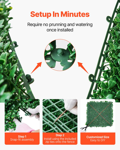 Artificial Grass Wall Panels, 8 PCS 20 x 20 inch, 3D Combination Greenery Boxwood Panel for Indoor Outdoor V952-PJSRZZWQ8PCSJMWS1V0