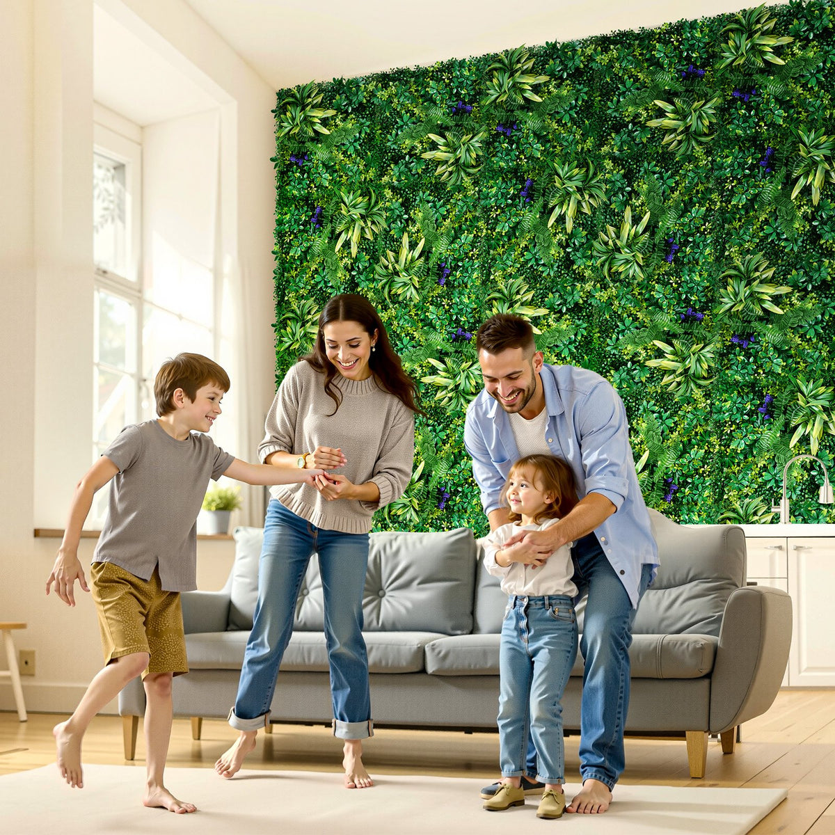 Artificial Grass Wall Panels, 8 PCS 20 x 20 inch, 3D Combination Greenery Boxwood Panel for Indoor Outdoor V952-PJSRZZWQ8PCSJMWS1V0