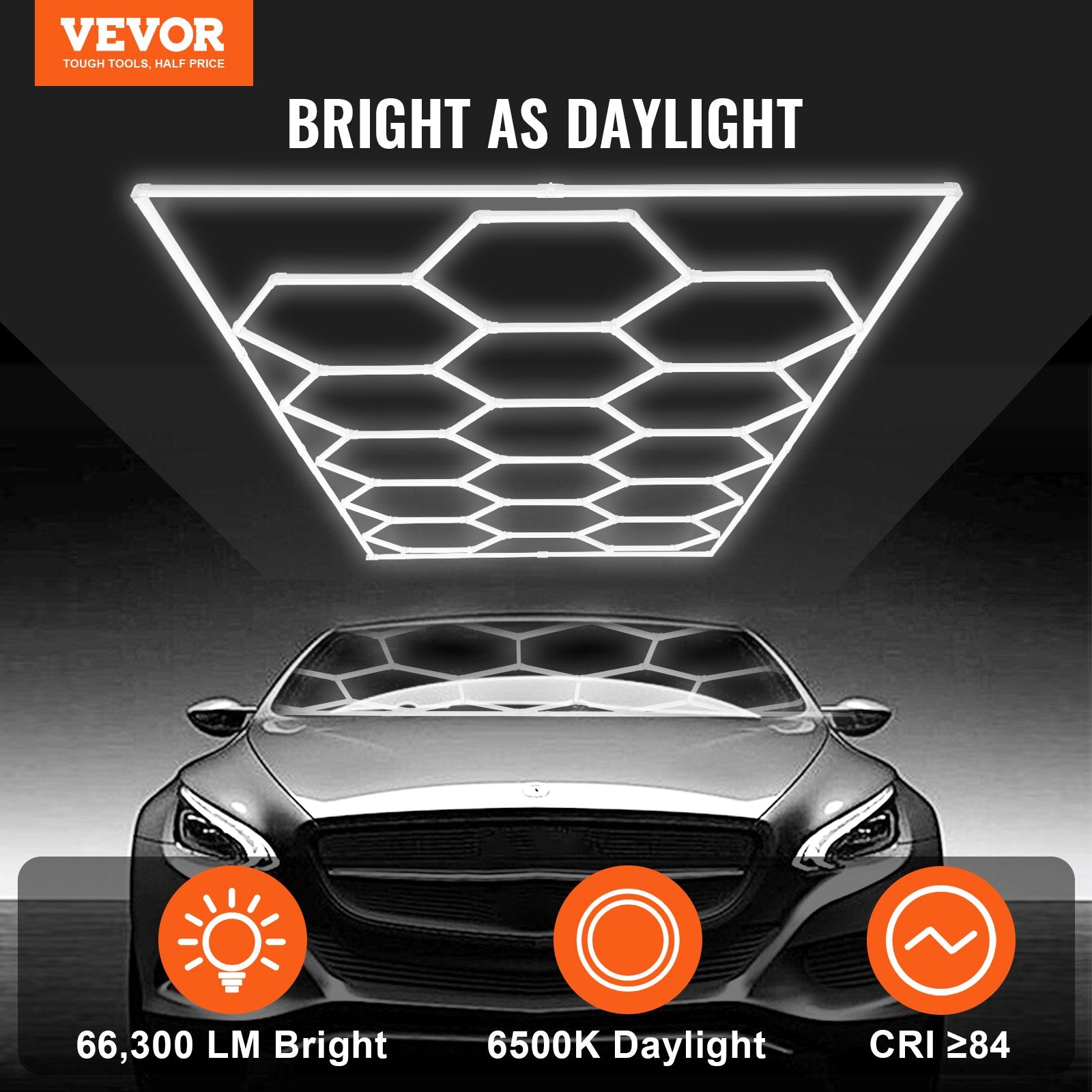 Hexagon Garage Lights 66300LM 15 Grids Honeycomb LED Shop Ceiling Light V952-PJXCKDBSLBX6VPB5YV3