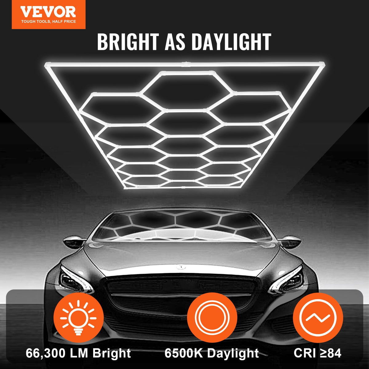 Hexagon Garage Lights 66300LM 15 Grids Honeycomb LED Shop Ceiling Light V952-PJXCKDBSLBX6VPB5YV3