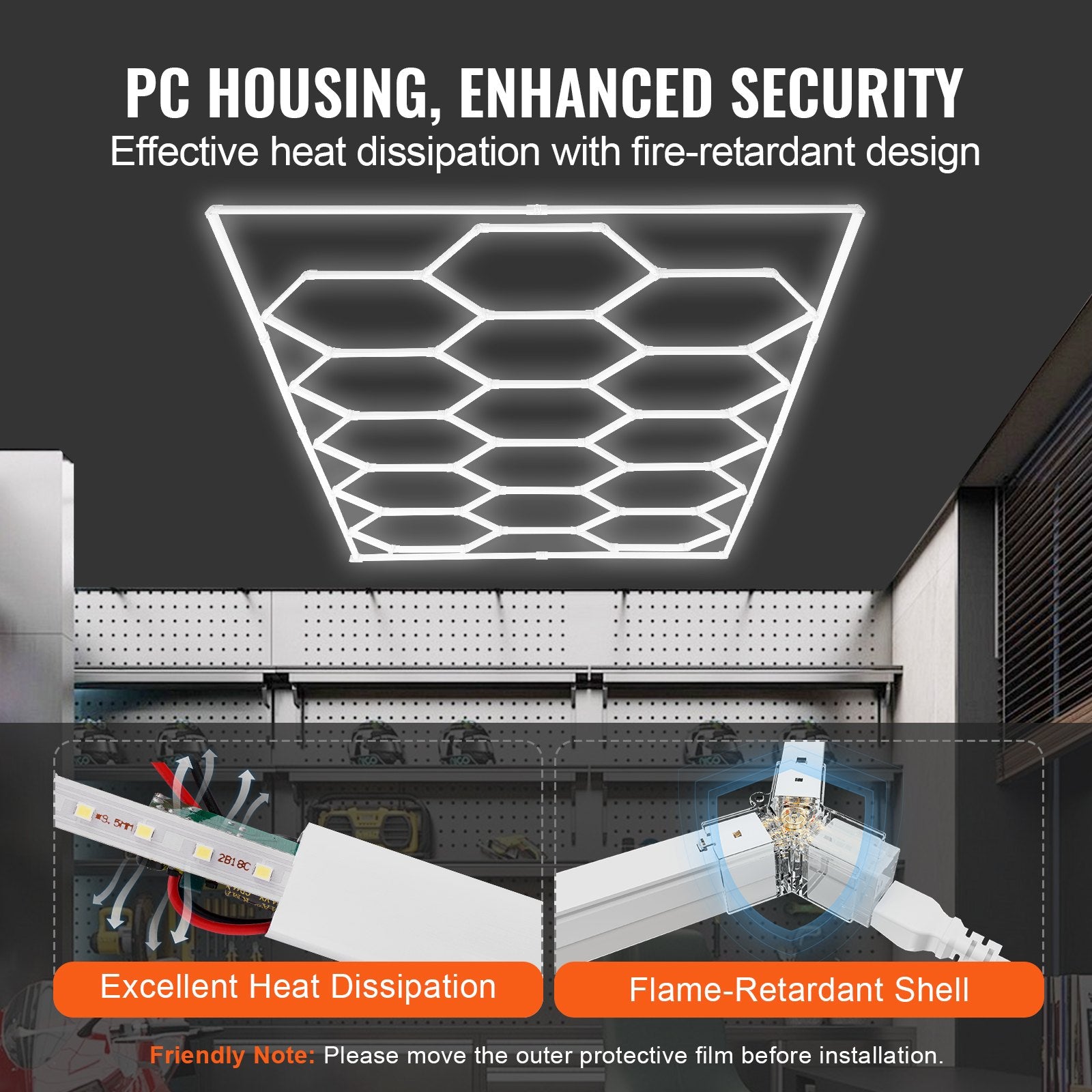 Hexagon Garage Lights 66300LM 15 Grids Honeycomb LED Shop Ceiling Light V952-PJXCKDBSLBX6VPB5YV3