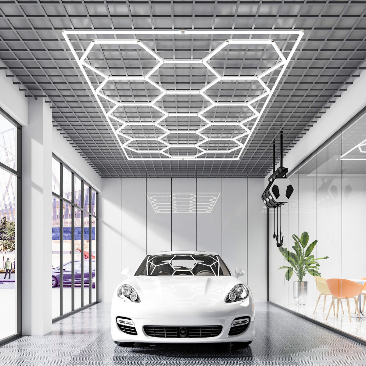 Hexagon Garage Lights 66300LM 15 Grids Honeycomb LED Shop Ceiling Light V952-PJXCKDBSLBX6VPB5YV3