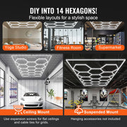 Hexagon Garage Lights 86400LM 5 Grid Honeycomb LED Shop Ceiling Light V952-PJXCKDBSLBX8QPB8PV3