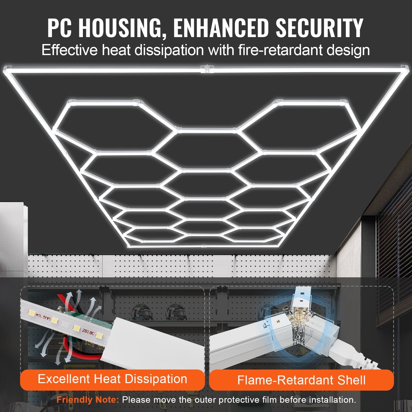 Hexagon Garage Lights 86400LM 5 Grid Honeycomb LED Shop Ceiling Light V952-PJXCKDBSLBX8QPB8PV3