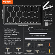 Hexagon Garage Lights 86400LM 5 Grid Honeycomb LED Shop Ceiling Light V952-PJXCKDBSLBX8QPB8PV3