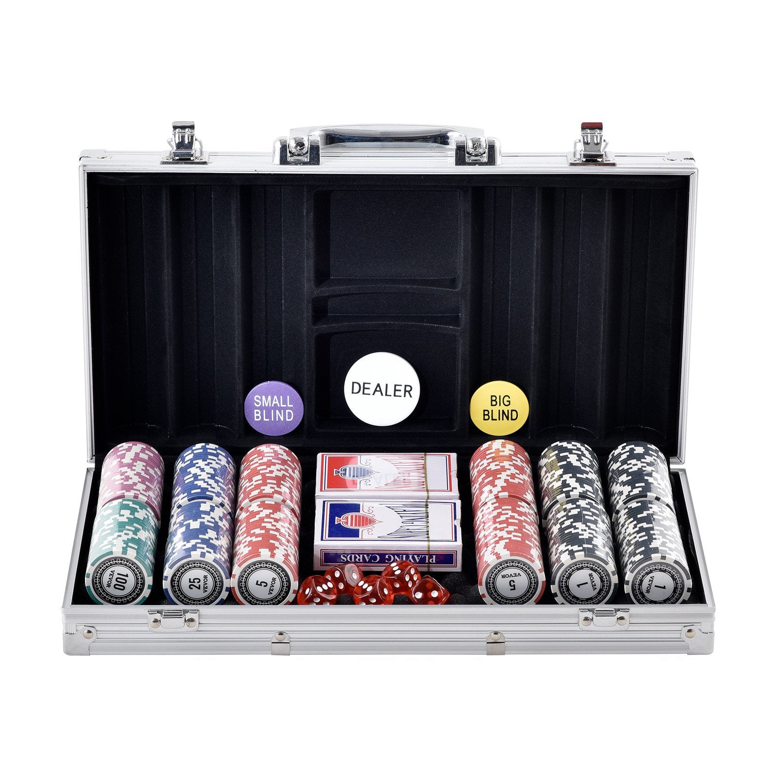 Poker Chip Set, 300-Piece Poker Set, Complete Poker Playing Game Set with Aluminum Carrying Case, 11.5 Gram V952-PKCMTZPS300GWDWOVV0