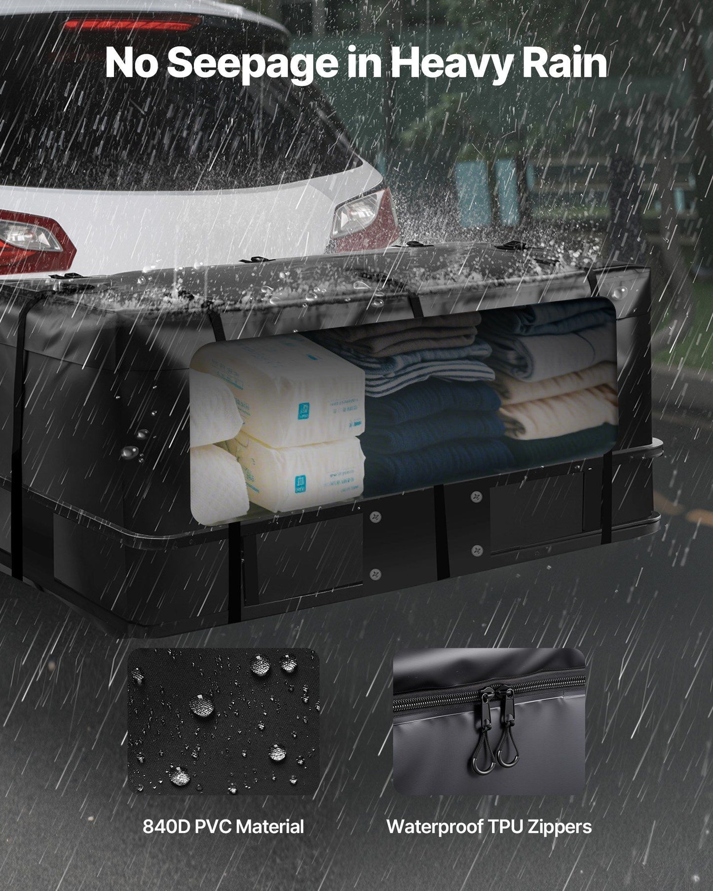 Hitch Cargo Carrier Bag, Waterproof 840D PVC, 152 x 61 x 62 cm (20 Cubic Feet), Heavy Duty Cargo Bag for V952-PKHB20CUFTDPUBWDQ001V0