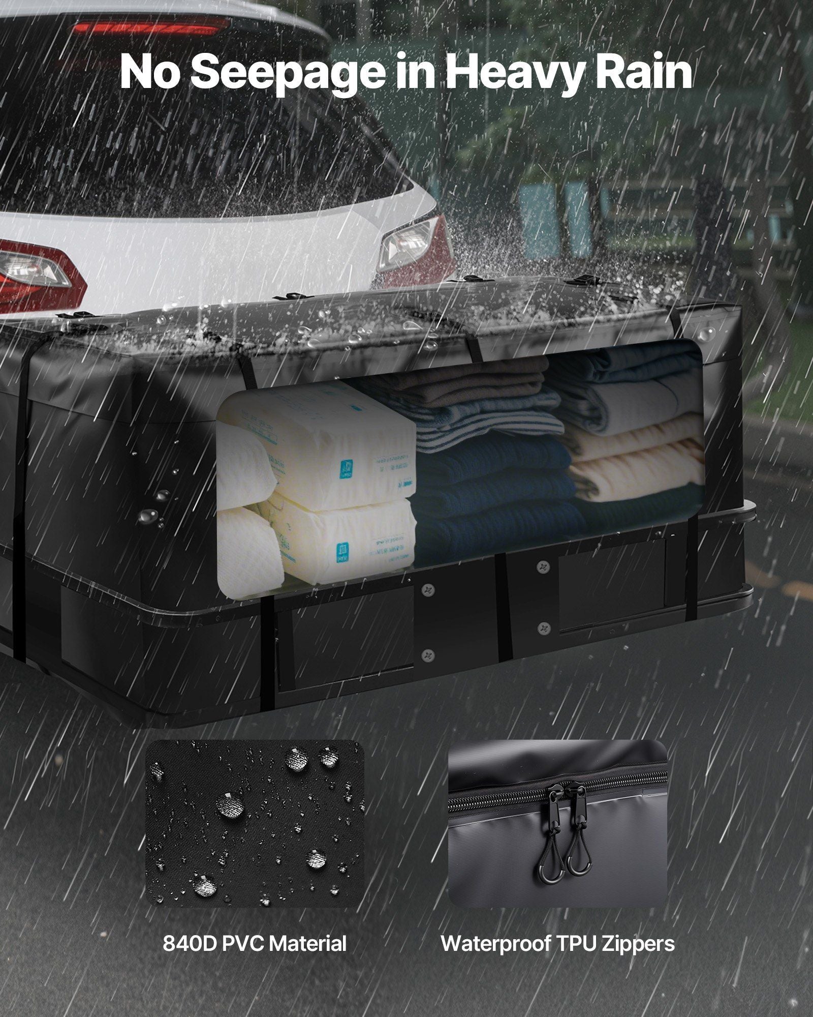 Hitch Cargo Carrier Bag, Waterproof 840D PVC, 152 x 61 x 62 cm (20 Cubic Feet), Heavy Duty Cargo Bag for V952-PKHB20CUFTDPUBWDQ001V0
