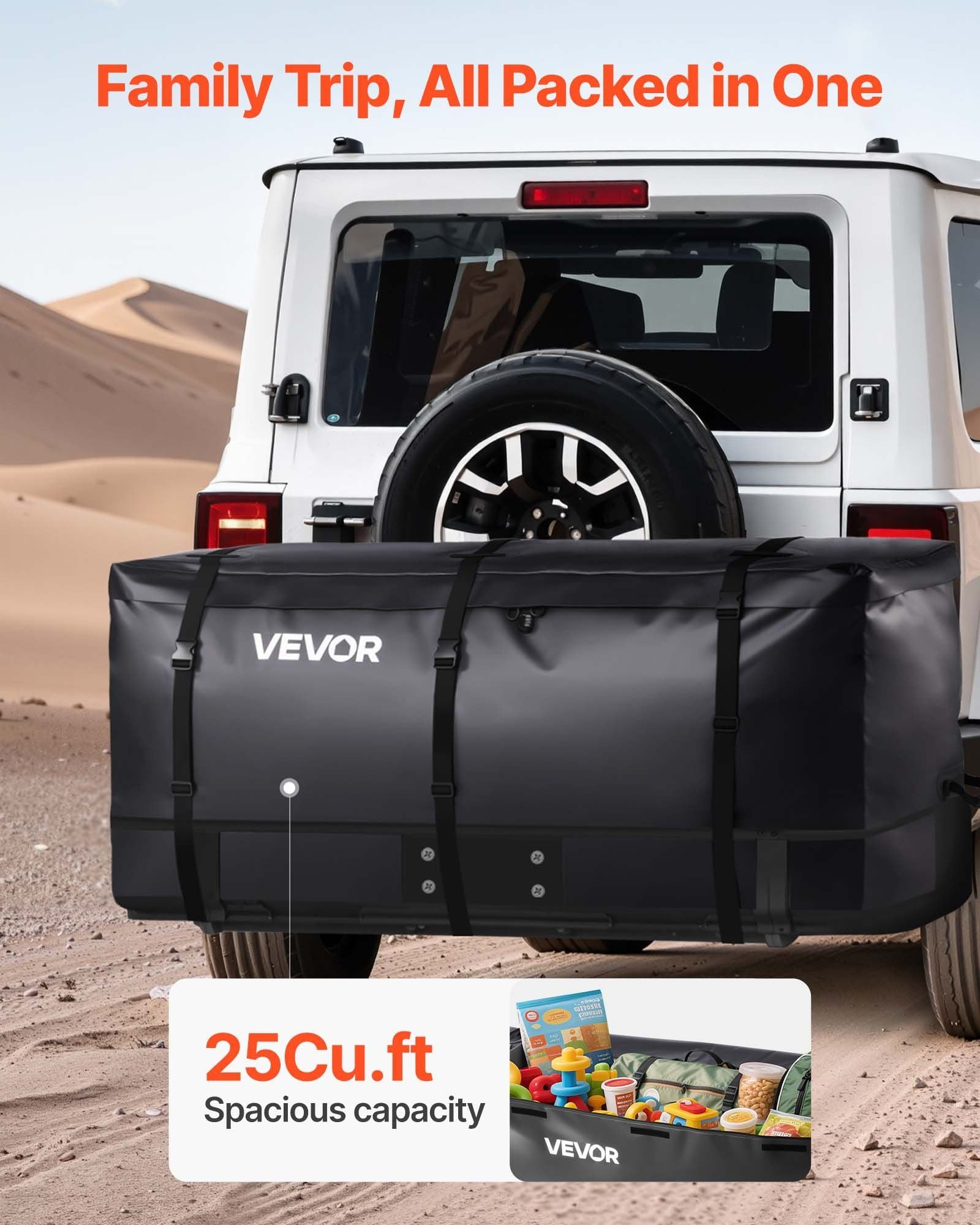 Hitch Cargo Carrier Bag, Waterproof 840D PVC, 152 x 61 x 77.8 cm (25 Cubic Feet), Heavy Duty Cargo Bag for V952-PKHB25CUFTGP4H5JH001V0