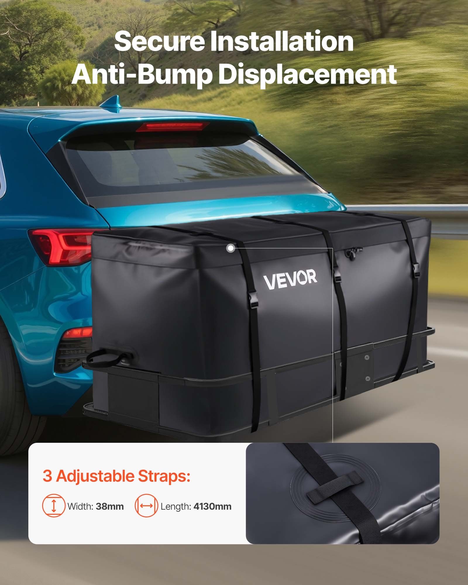 Hitch Cargo Carrier Bag, Waterproof 840D PVC, 152 x 61 x 77.8 cm (25 Cubic Feet), Heavy Duty Cargo Bag for V952-PKHB25CUFTGP4H5JH001V0
