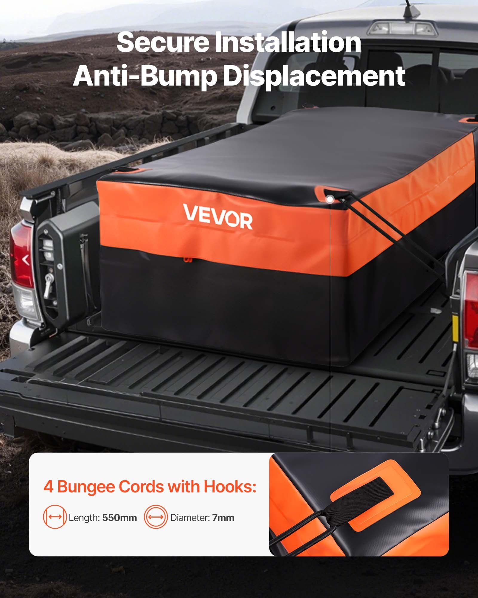 Truck Bed Cargo Bag, Waterproof 840D PVC, 130 x 102 x 55.5 cm (26 Cu. ft), Heavy Duty Cargo Bag for Truck Bed V952-PKHB26CUFTGPBQG25001V0