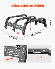 Overland Truck Bed Rack, 125-172.5 cm Width, Adjustable Overland Bed Cargo Rack with Sidebar, 408.2 kg Static V952-PKHJGGKHJGDCS90NFV0