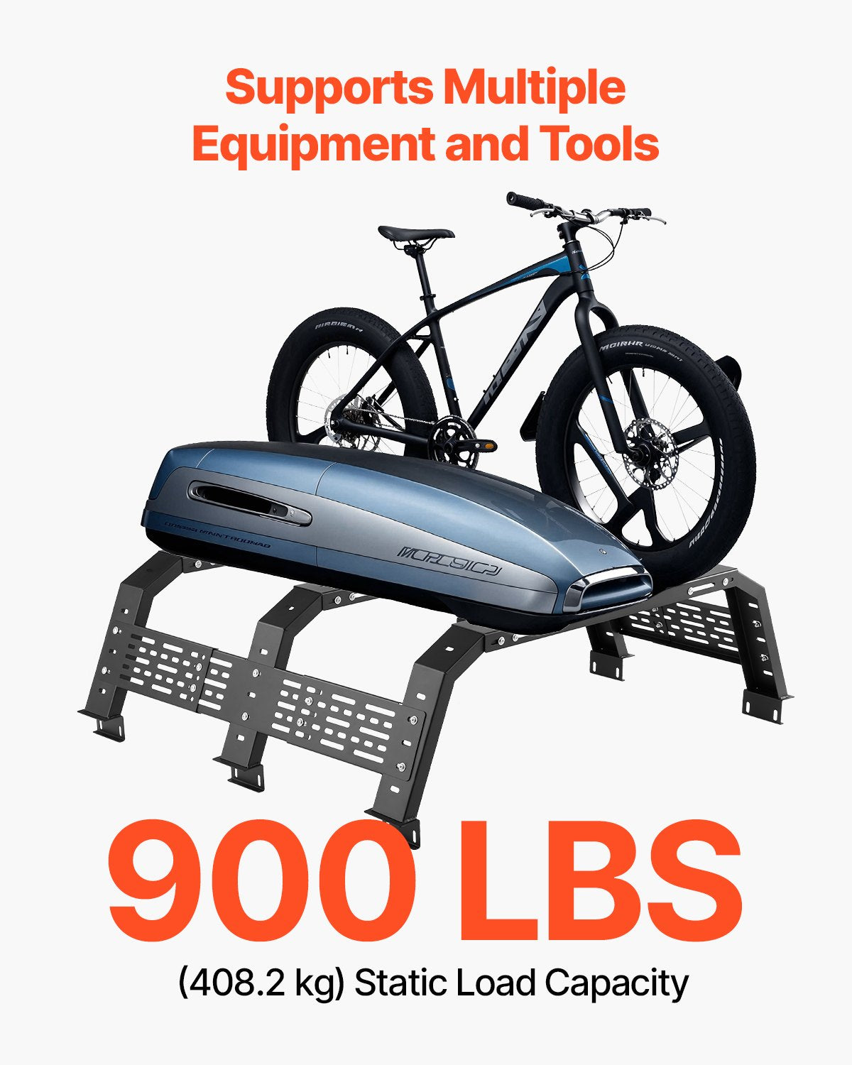 Overland Truck Bed Rack, 125-172.5 cm Width, Adjustable Overland Bed Cargo Rack with Sidebar, 408.2 kg Static V952-PKHJGGKHJGDCS90NFV0