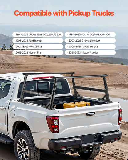 Truck Ladder Rack, 53.3-80.01 cm Height, Adjustable Non-Drilling Aluminum Cargo Rack with Sidebar, 362.9 kg V952-PKHJTJKLDCBKLL6NPV0