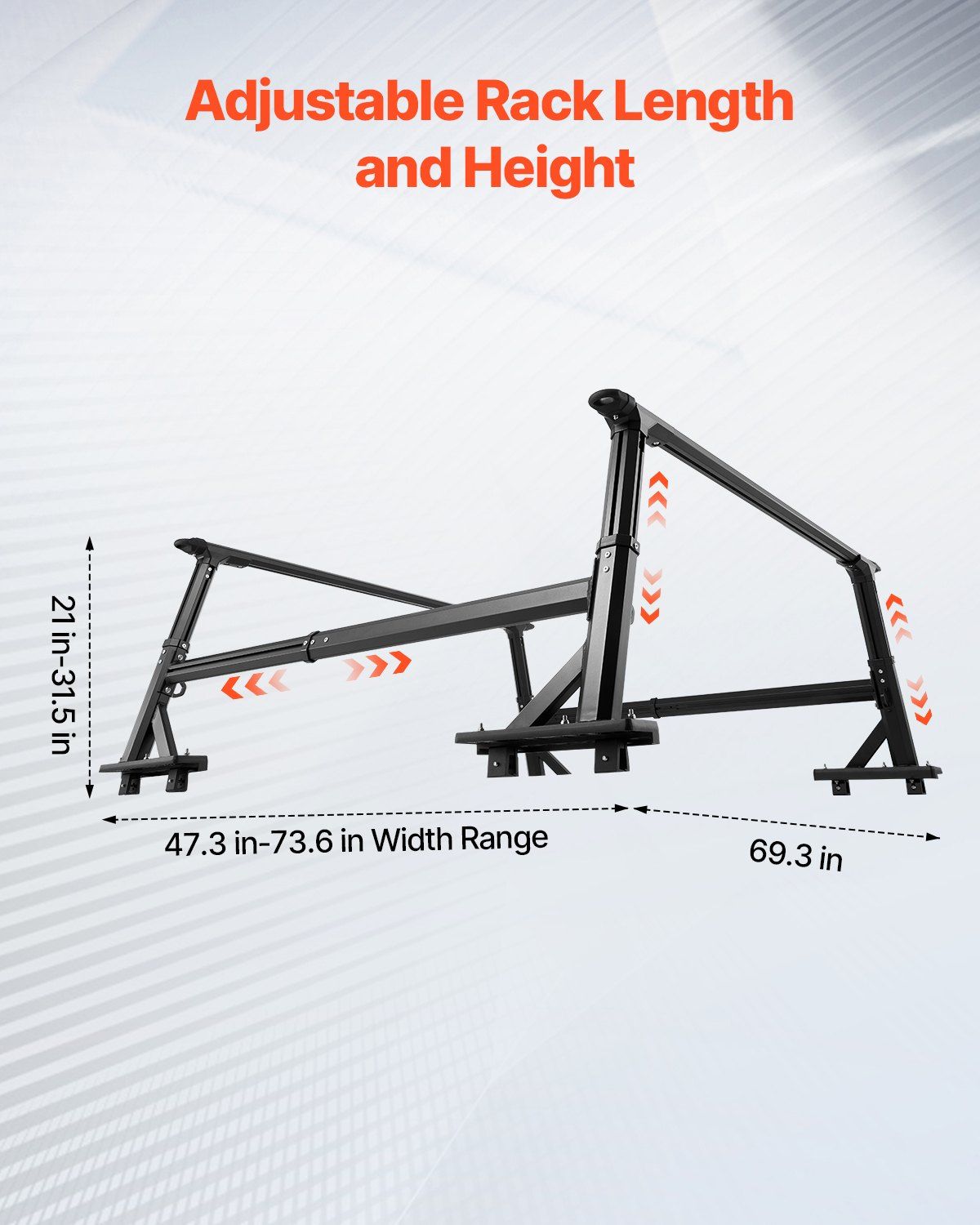 Truck Ladder Rack, 53.3-80.01 cm Height, Adjustable Non-Drilling Aluminum Cargo Rack with Sidebar, 362.9 kg V952-PKHJTJKLDCBKLL6NPV0