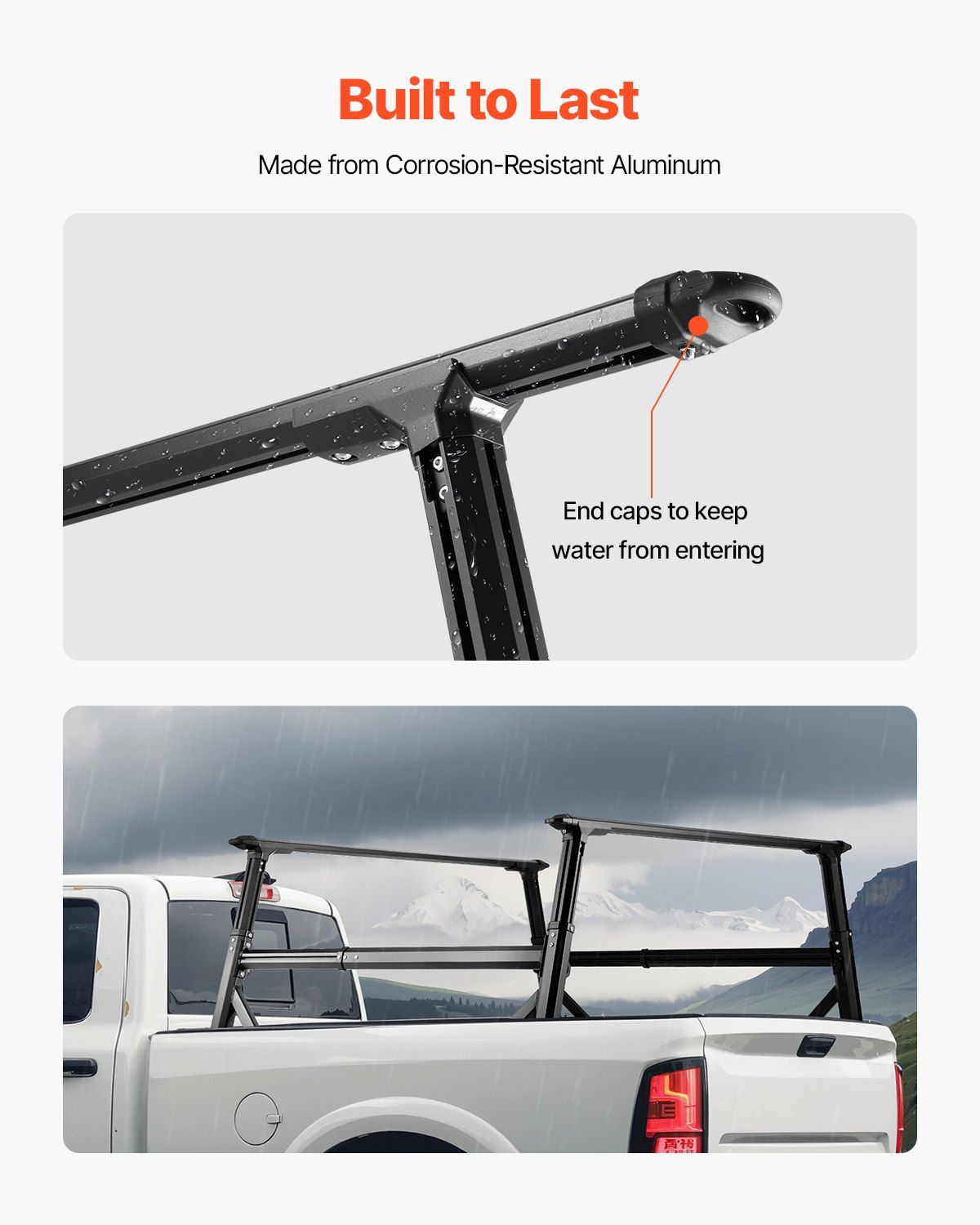 Truck Ladder Rack, 53.3-80.01 cm Height, Adjustable Non-Drilling Aluminum Cargo Rack with Sidebar, 362.9 kg V952-PKHJTJKLDCBKLL6NPV0