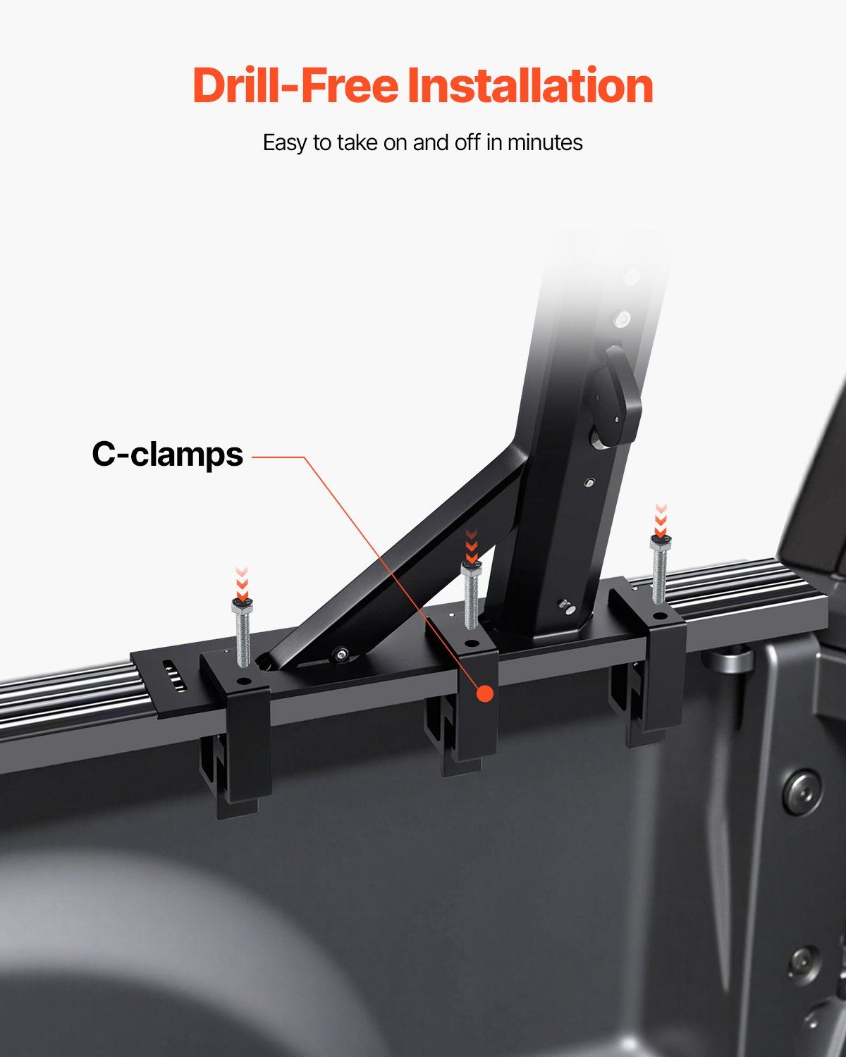 Truck Ladder Rack, 53.3-80.01 cm Height, Adjustable Non-Drilling Aluminum Cargo Rack with Sidebar, 362.9 kg V952-PKHJTJKLDCBKLL6NPV0