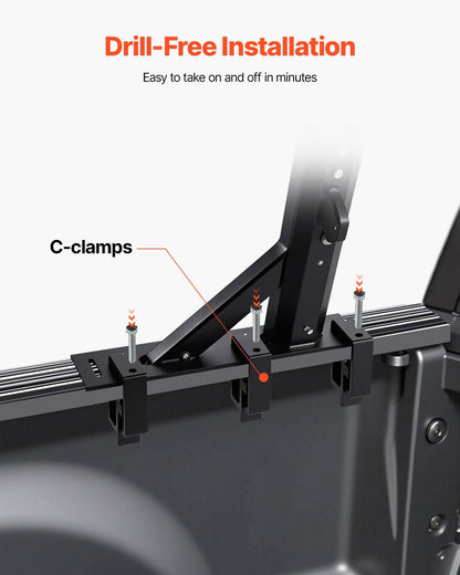 Truck Ladder Rack, 53.3-80.01 cm Height, Adjustable Non-Drilling Aluminum Cargo Rack with Sidebar, 362.9 kg V952-PKHJTJKLDCBKLL6NPV0