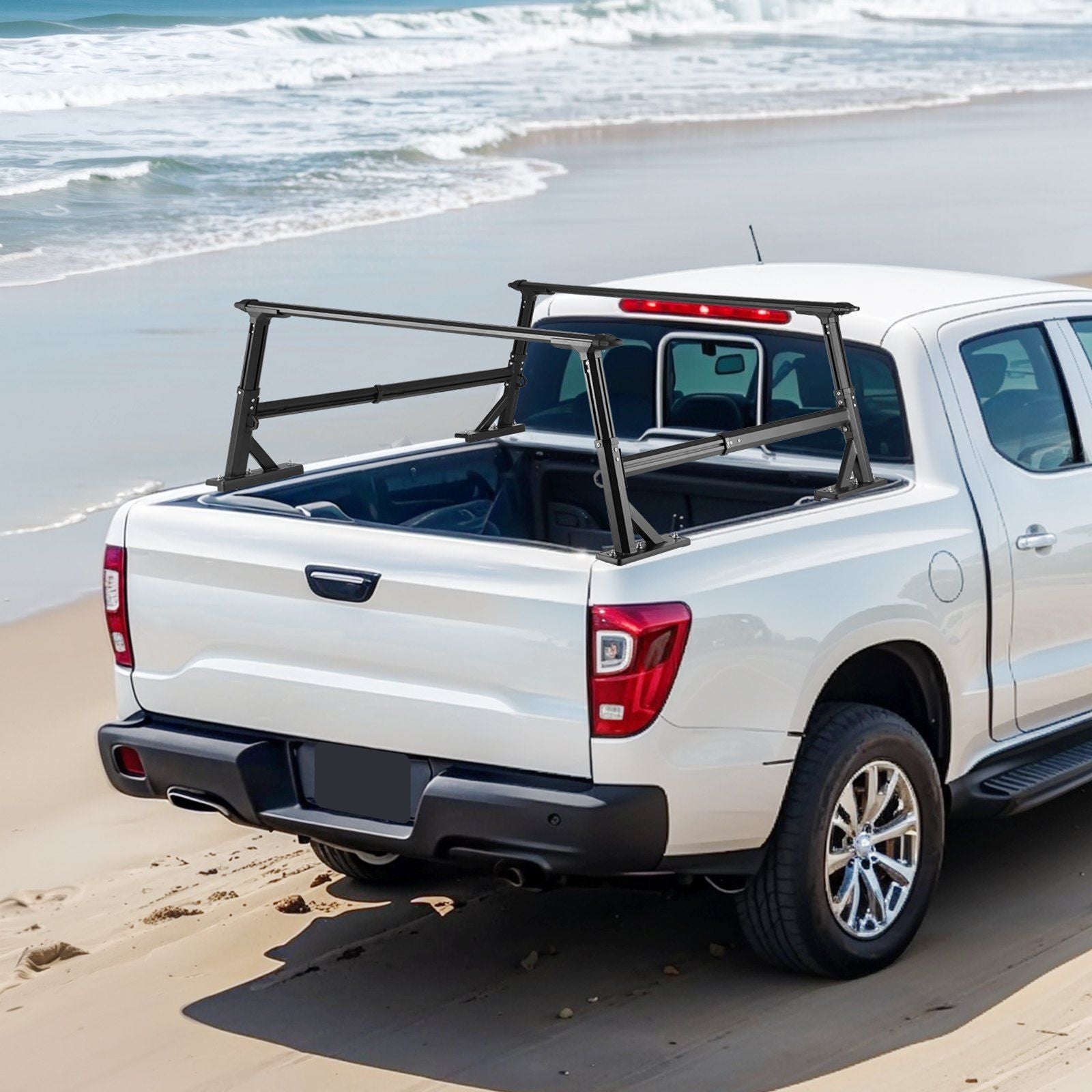 Truck Ladder Rack, 53.3-80.01 cm Height, Adjustable Non-Drilling Aluminum Cargo Rack with Sidebar, 362.9 kg V952-PKHJTJKLDCBKLL6NPV0