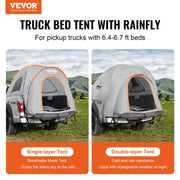 Truck Bed Tent, 6.4'-6.7' Pickup Truck Tent with Rain Layer and Carry Bag, Waterproof PU2000mm Double Layer V952-PKZP558640670J3L0V0