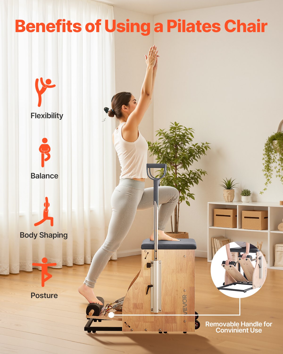 Pilates Chair, Split-Pedal Stability Combo Chairs with Handles, Rubber Wood Frame Yoga Fitness Trainer, V952-PLTWTYJSM000RTH7TV0