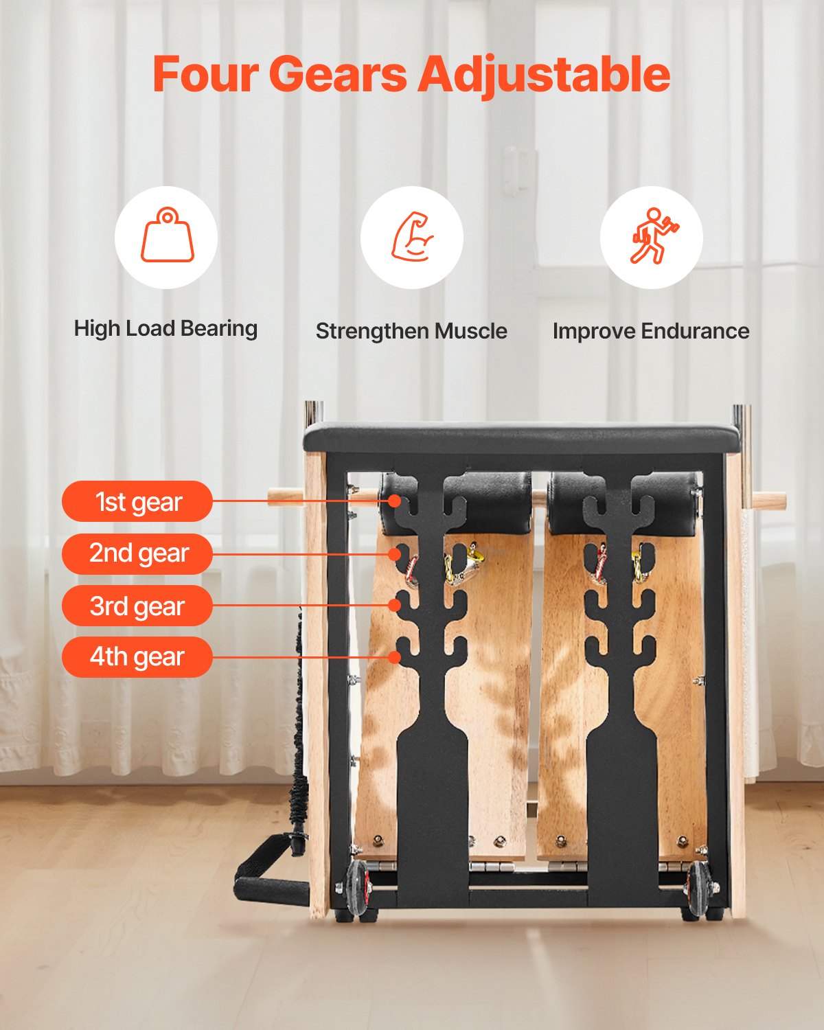 Pilates Chair, Split-Pedal Stability Combo Chairs with Handles, Rubber Wood Frame Yoga Fitness Trainer, V952-PLTWTYJSM000RTH7TV0