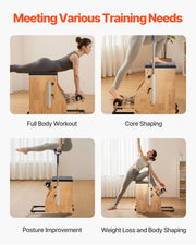 Pilates Chair, Split-Pedal Stability Combo Chairs with Handles, Rubber Wood Frame Yoga Fitness Trainer, V952-PLTWTYJSM000RTH7TV0