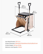 Pilates Chair, Split-Pedal Stability Combo Chairs with Handles, Rubber Wood Frame Yoga Fitness Trainer, V952-PLTWTYJSM000RTH7TV0