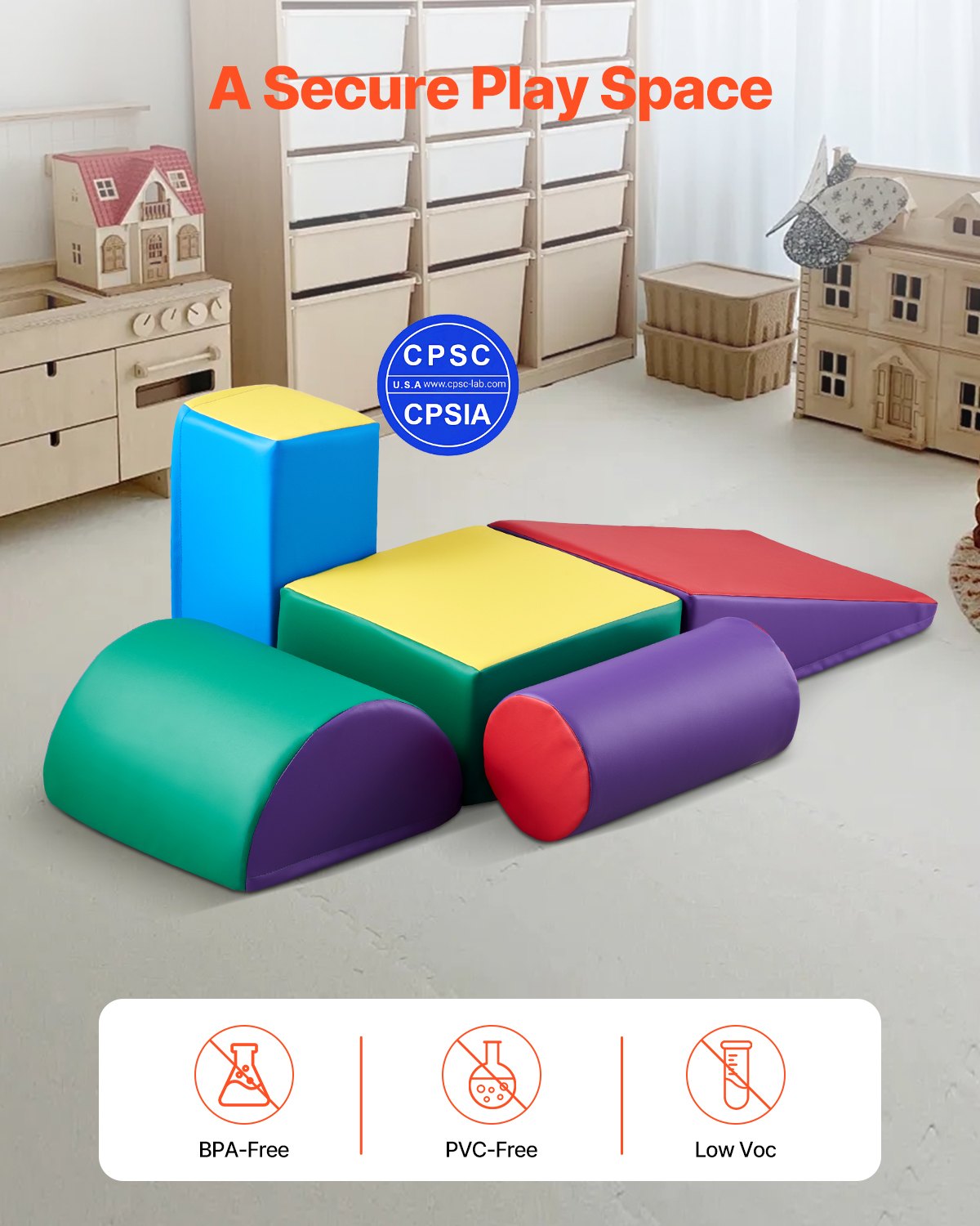 Climbing Toys 5 Piece Foam Climbing Blocks for Toddlers and Preschoolers V952-PMWJTZBDQKBDWU3E6V0