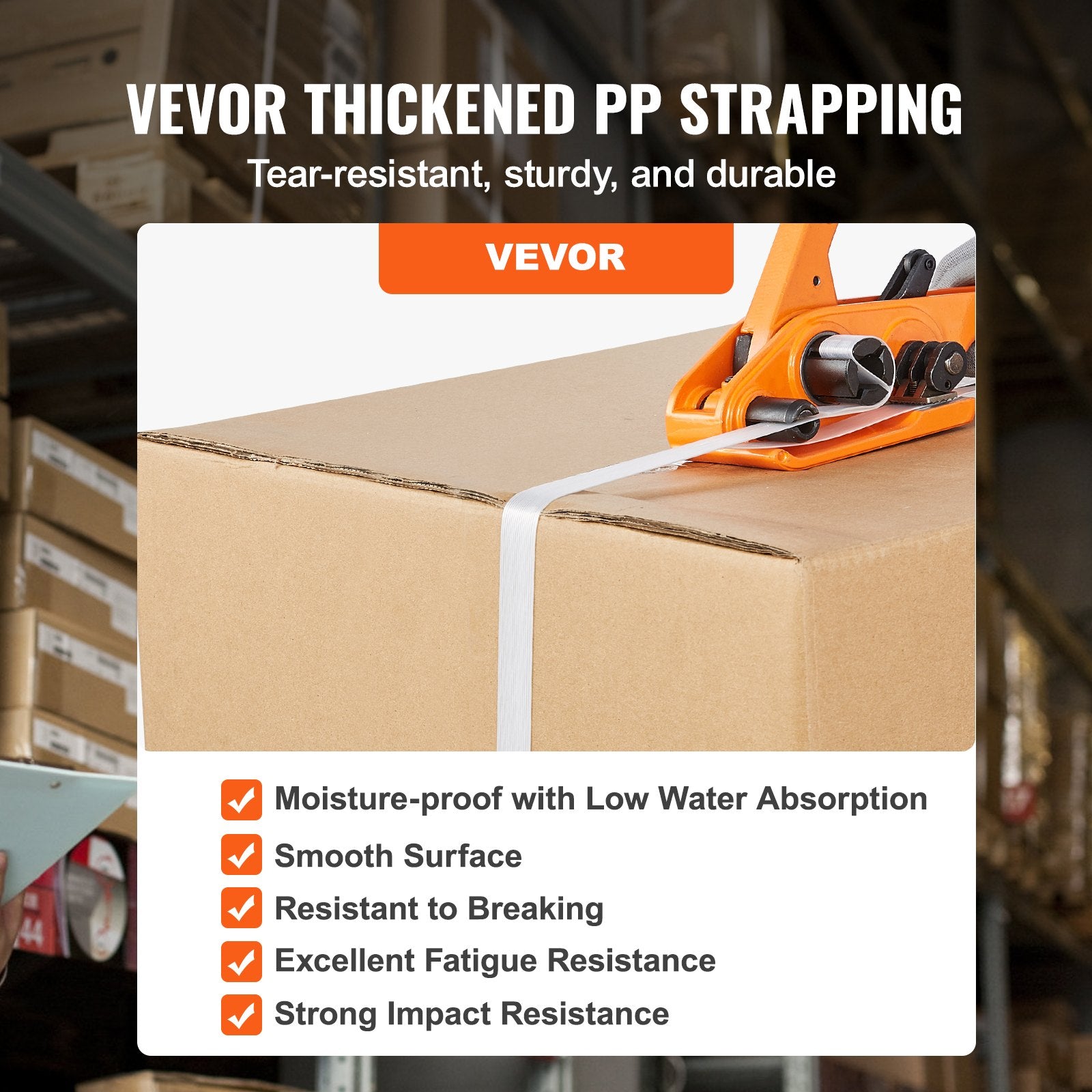 Banding Strapping Kit with Strapping Tensioner Tool, Banding Sealer Tool, 100 m Length PP Band, 100 Metal V952-PPDKZTJ100M1WBWTQV0