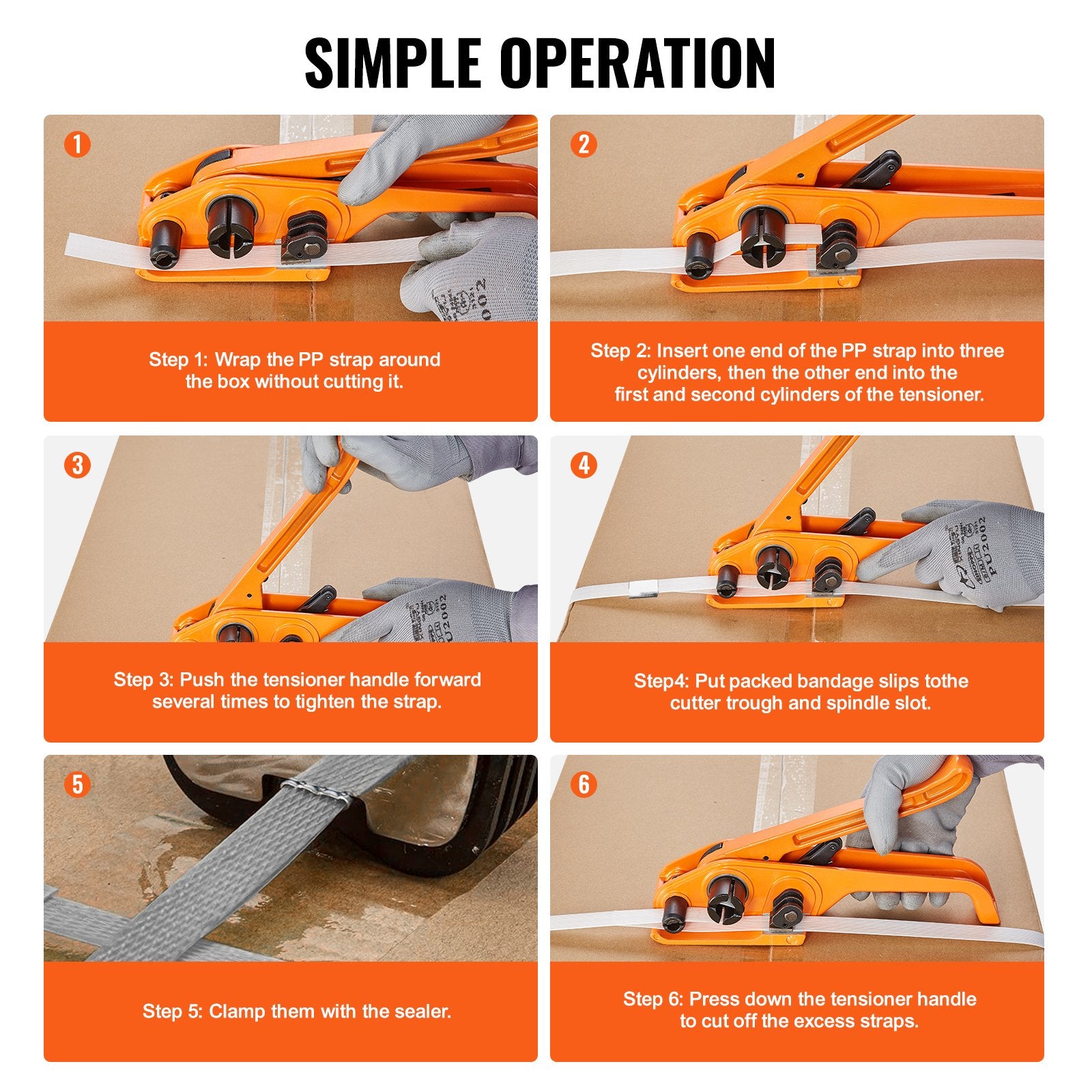 Banding Strapping Kit with Strapping Tensioner Tool, Banding Sealer Tool, 100 m Length PP Band, 100 Metal V952-PPDKZTJ100M1WBWTQV0