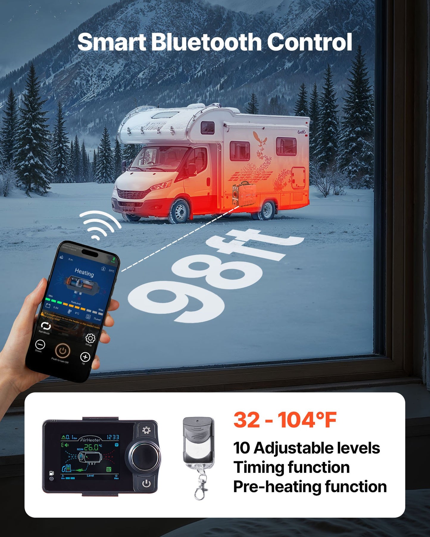 Diesel Heater, 8KW, DC 12V, All in One Portable Diesel Air Heater with Bluetooth APP Control, Remote Control V952-PPKCYJRQ25N18JNIP001V3